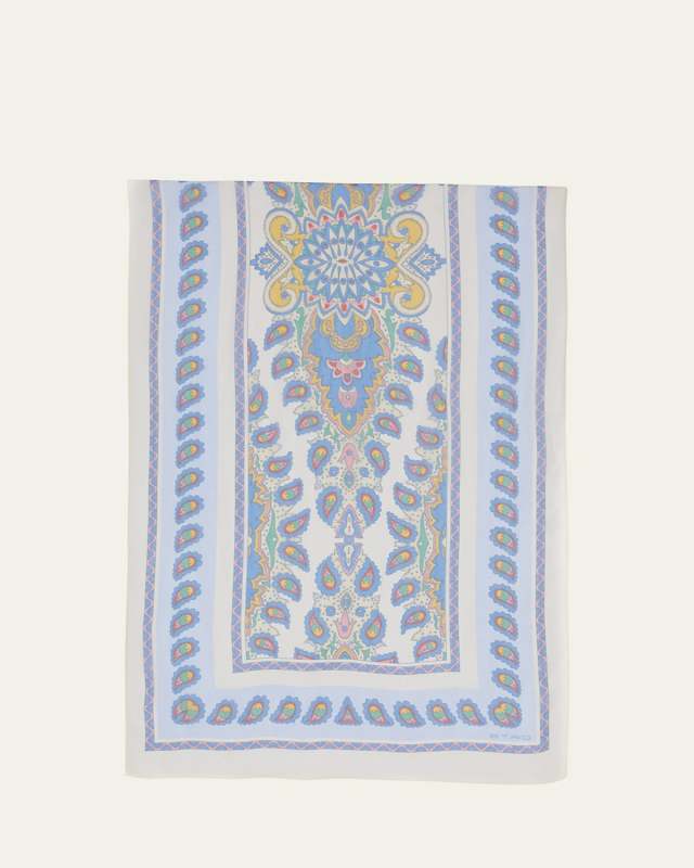 Tosca Paisley-Print Silk Scarf